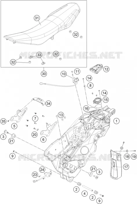 RESERVOIR / SELLE KTM Moto 690 2024 SMC R  690 SMC R