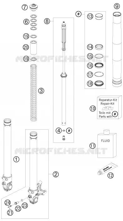 FOURCHE (PIECES) KTM MOTO 690 2009 DUKE  690 DUKE ORANGE