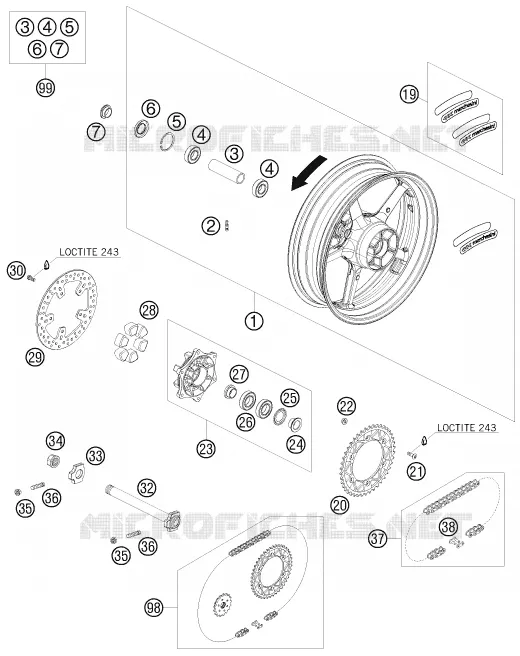 ROUE ARRIERE KTM MOTO 690 2009 DUKE  690 DUKE WHITE