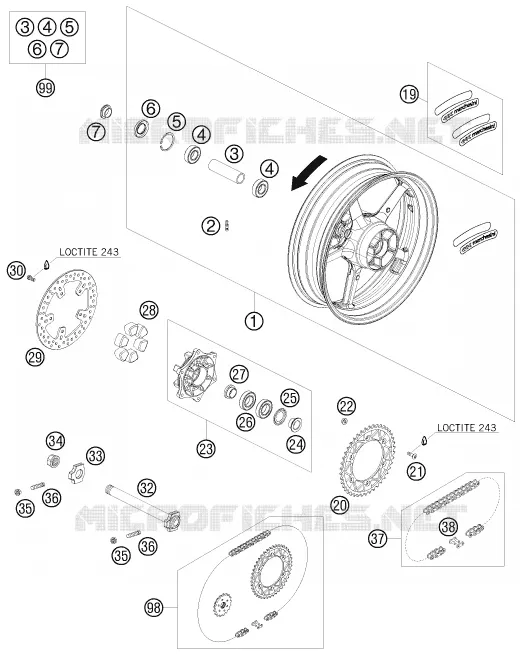 ROUE ARRIERE KTM MOTO 690 2009 DUKE  690 DUKE BLACK