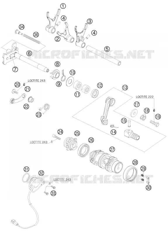 MECANISME DE SELECTION DE VITESSES KTM MOTO 690 2008 DUKE  690 DUKE WHITE