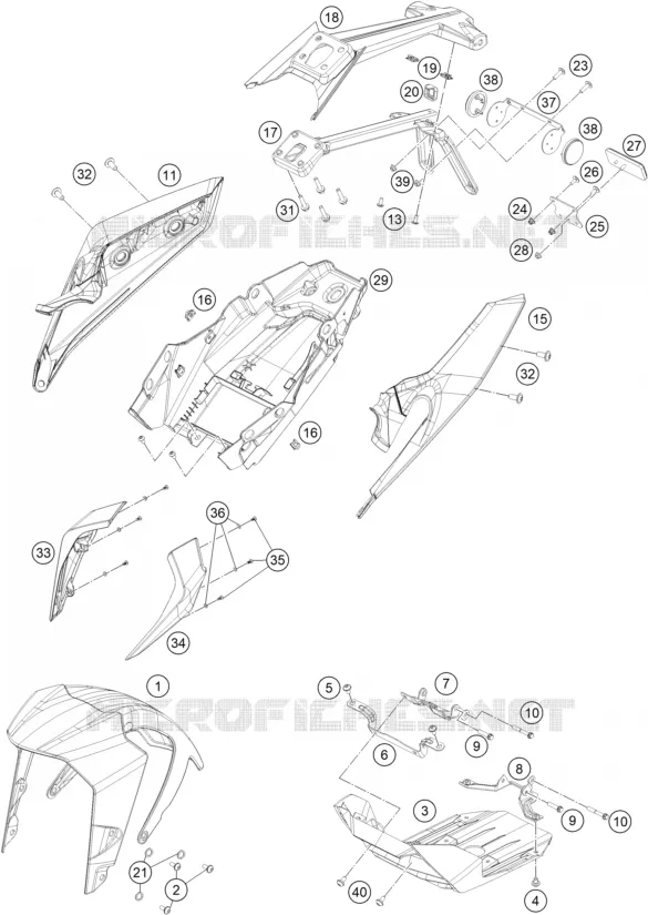 PLASTIQUES KTM MOTO 390 2017 DUKE  390 DUKE WHITE
