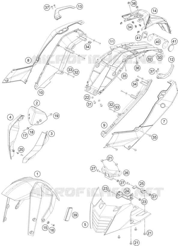 PLASTIQUES KTM MOTO 390 2015 DUKE  390 DUKE WHITE ABS