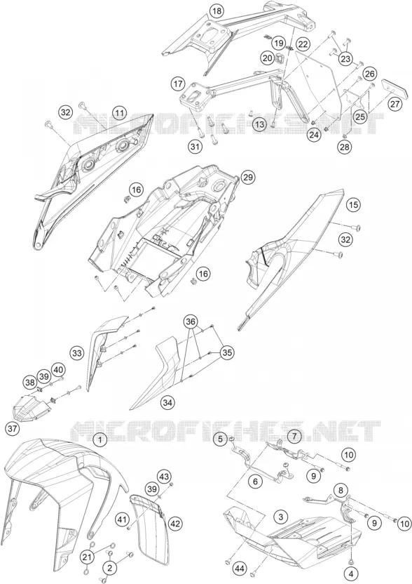 PLASTIQUES KTM MOTO 250 2017 DUKE  250 DUKE ORANGE NON ABS