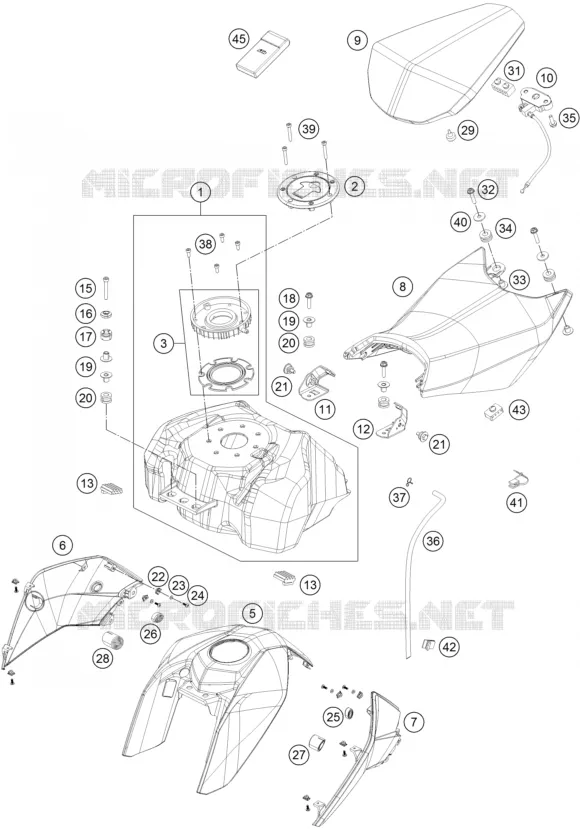 RESERVOIR / SELLE KTM MOTO 200 2015 DUKE  200 DUKE ORANGE NON ABS