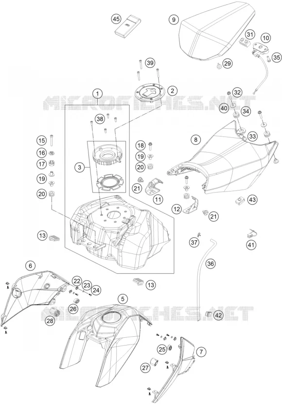 RESERVOIR / SELLE KTM MOTO 200 2015 DUKE  200 DUKE ORANGE NON ABS