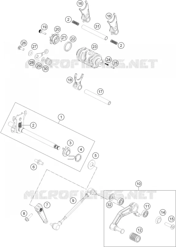 MECANISME DE SELECTION DE VITESSES KTM MOTO 200 2013 DUKE  200 DUKE ORANGE ABS