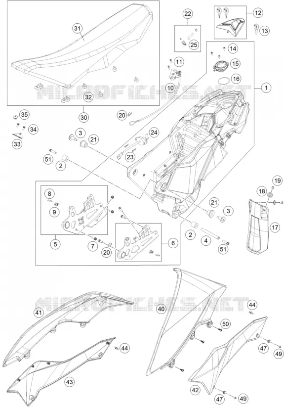 RESERVOIR / SELLE KTM MOTO 690 2017 ENDURO  690 ENDURO R