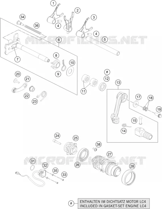 MECANISME DE SELECTION DE VITESSES KTM MOTO 690 2014 ENDURO  690 ENDURO R ABS